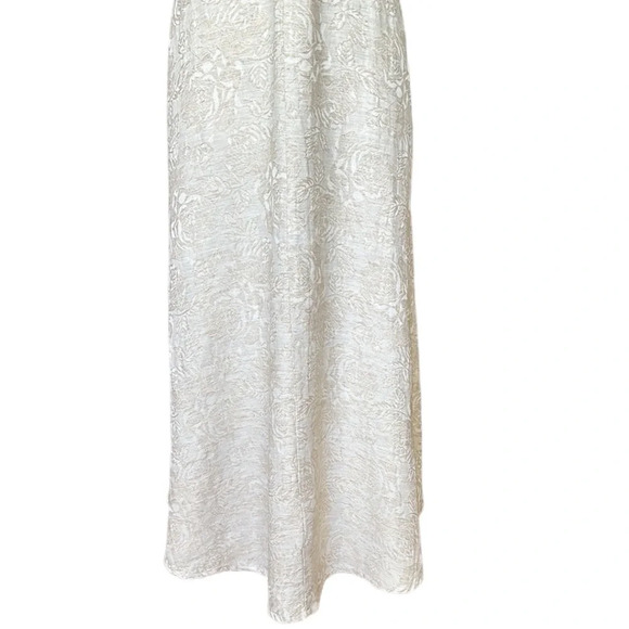 Vintage 90s Handmade MIDI Dress Empire Waist Fall Neutral Jacquard - Picture 9 of 16